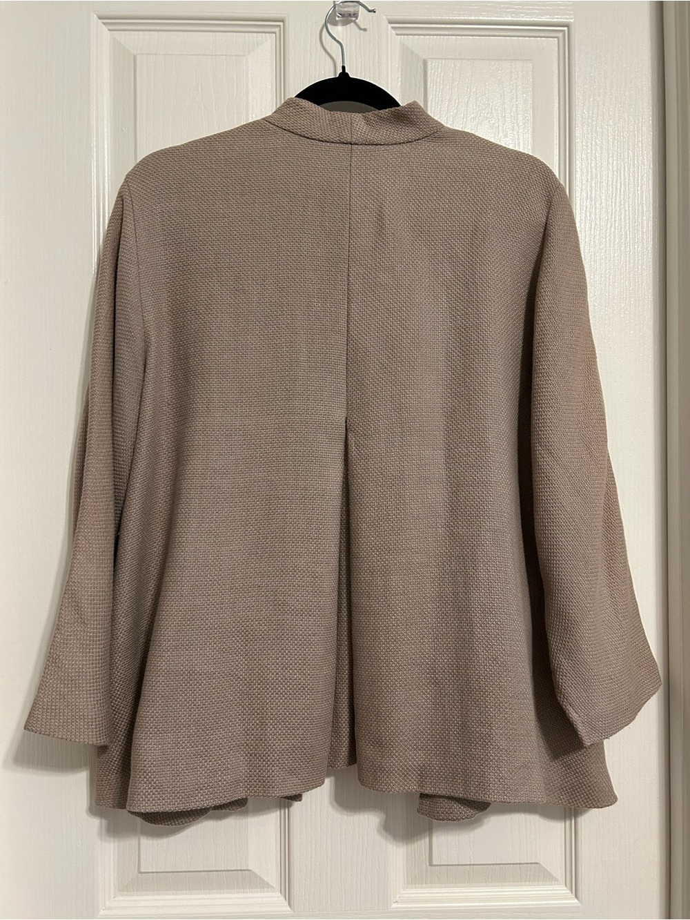 Eileen Fisher Open Front Textured Linen Blend Swing Jacket - Taupe - Picture 4 of 8